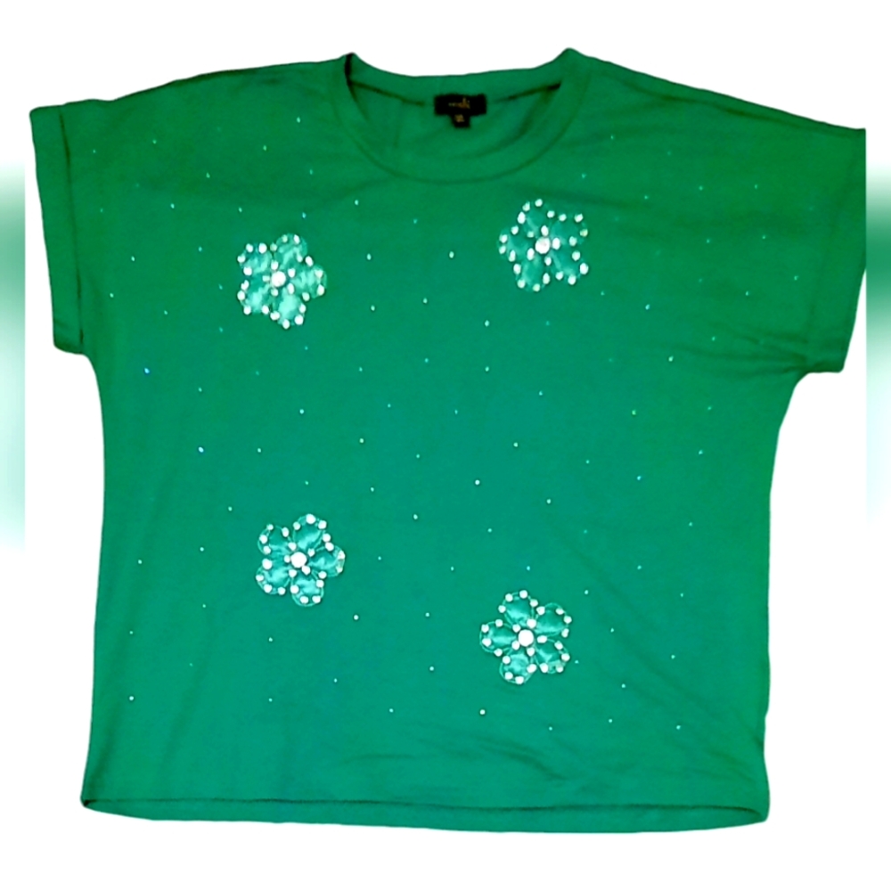 💚NEW!🍀Clover with rhinestones💚top🌳